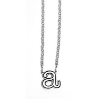 Sterling Silver Rope Chain Necklace with Pewter Initial Pendant