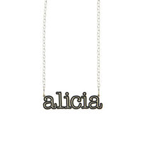 Sterling Silver Rope Chain Necklace with Pewter Name Pendant