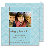 Blue Damask with Brown Holiday Cards