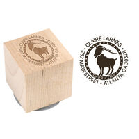 Capricorn Goat Wood Block Rubber Stamp