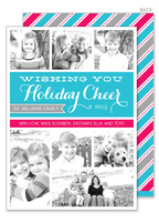 Blue Holiday Cheer Photo Holiday Cards