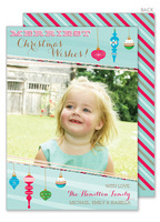 Ornaments on Aqua Photo Holiday Cards