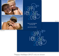 Happy Holidays Blue 2-Photo Holiday Cards