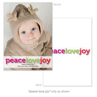 Peace Love Joy White Photo Holiday Cards