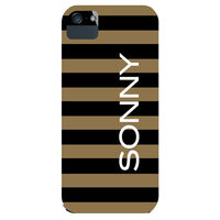 Black & Gold Rugby Stripe iPhone Hard Case