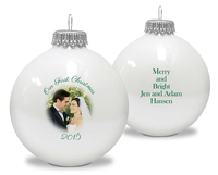 Bridal Photo Ornament with Your Text Choice