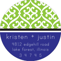 Meadow Green and Blue Round Address Labels