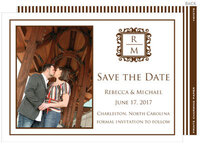 Brown Initials Photo Save the Date Announcements