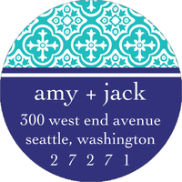 Turquoise and Navy Round Address Labels