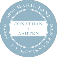 Steel Blue and White Round Address Labels