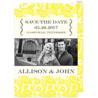 Vintage Yellow Floral Photo Save the Date Announcements