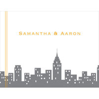 NYC Silhouette Orange Foldover Note Cards