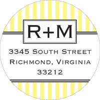 Yellow Pinstripe Round Address Labels