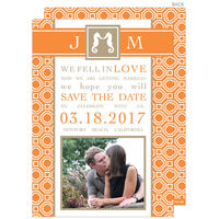 Orange Kissing Sea Horse Photo Save the Date Announcements