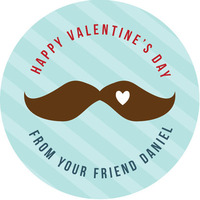 Mustache Love Valentine Seals