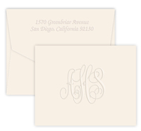 Traditional Monogram Embossed Foldover Note Cards