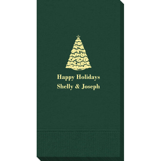 Personalized Christmas Tree Guest Towels