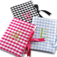 Silk Gingham Embroidered Initial Photo Album