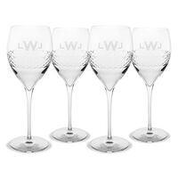 Monogrammed 15.5 oz. Crystal Diamond Cut Wine Glass Set of 4