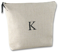 Linen Embroidered Initial Lingerie Bag