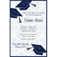 Blue and White Graduation Flair Invitations