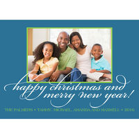 Blue Bright Simple Frame Holiday Photo Cards