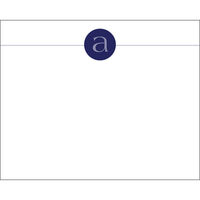 Blue Large Monogram Circle Flat Note Cards