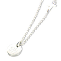 Sterling Silver Sideways Cross Necklace with Small Monogram Pendant