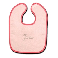 Pink Cotton Terry Baby Bib with with Fuchsia Trim