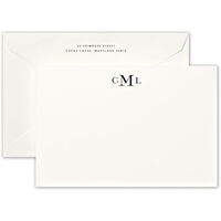 Monogram Flat Correspondence Cards - Hand Engraved