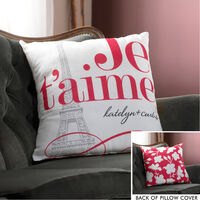 Je t'aime in Red Throw Pillow Cover