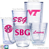 Virginia Tech Personalized Neon Pink Tumblers