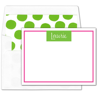 Pink Border Flat Note Cards