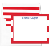 Red Stripe Border Flat Note Cards