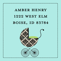 Green Fancy Carriage Square Address Labels