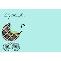 Green Fancy Carriage Flat Note Cards