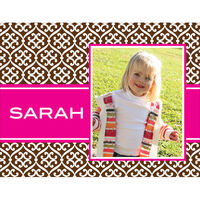 Hot Pink and Brown Stylish Pattern Photo Note Cards