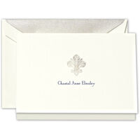 Hand Engraved Fleur de Lis Folded Note Cards