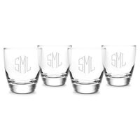 Monogrammed 13 oz. Double Old Fashioned Glass Set of 4