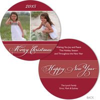Red Round Holiday Photo Cards