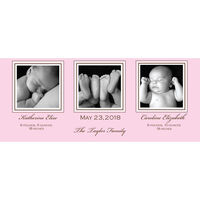 Pink Three Photo Birth Announcements