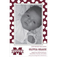 Mississippi State University Dotted Border Photo Baby Announcements