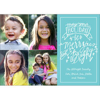 Teal Merry & Bright Holiday Photo Cards