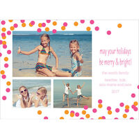 Pink and Orange Confetti Holiday Photo Cards