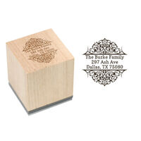 Oranate Scroll Square Wood Block Rubber Stamp