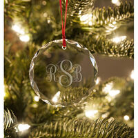 Deep Etched Fancy Crystal Monogrammed Ornament