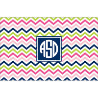 Pink Navy and Lime Chevron Placemats