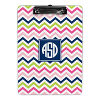 Pink, Navy and Lime Chevron Clipboards