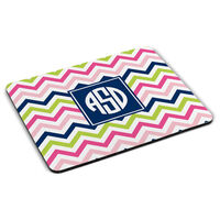 Pink, Navy and Lime Chevron Mousepad