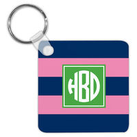 Navy and Pink Rugby Key Chain